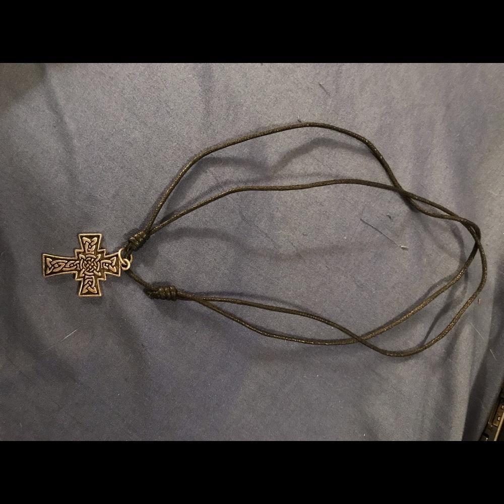 Two Black Band Silver Cross Bracelet